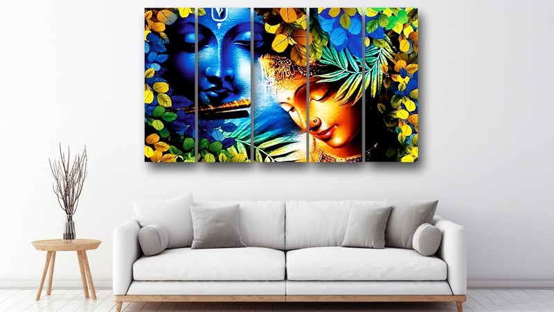 Casperme Radha Krishna Wall Painting Framed and Big Size For Living Room Home office Wall Decor 48 x 30 inches set of 5 Frames - Image 4