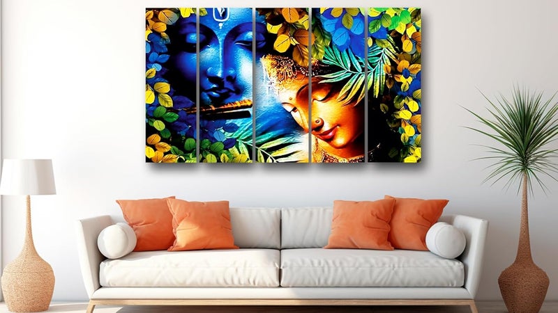 Casperme Radha Krishna Wall Painting Framed and Big Size For Living Room Home office Wall Decor 48 x 30 inches set of 5 Frames - Image 5