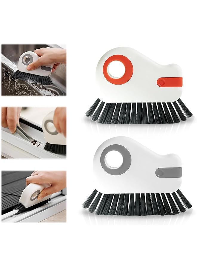 promass 2 in 1 Groove Cleaning Brush Window Track Cleaning Tools, Multifunction Hard Bristle Crevice Cleaning Brush with Hidden Scraper, Groove Cleaning Brush for Sliding Door Track(2pcs) - Image 1