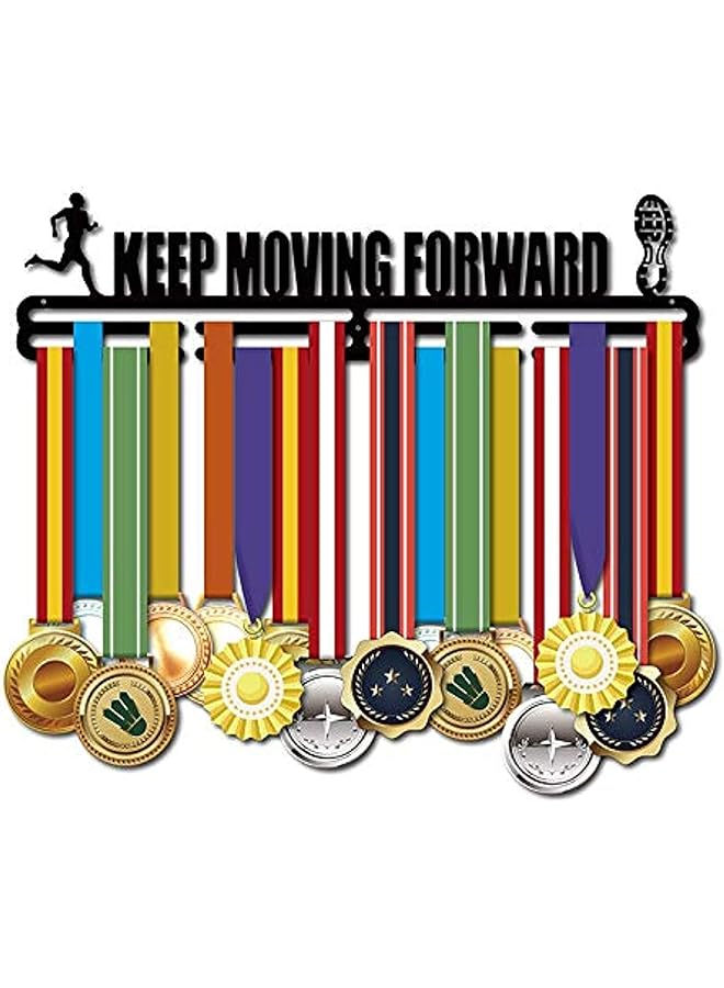 PROMASS Wall Mount 2 Lines Medal Display Hanger with 3 Screws (Matte Black) - Image 1