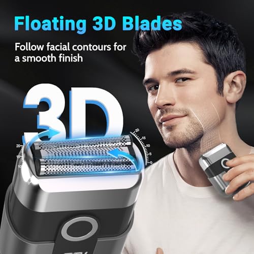LYRSLF Electric Foil Shavers for Men Mini Electric Razor Foil Shaver for Face IPX7 Waterproof Wet Dry Cordless Razor with 3 Floating Blades LED Display for Travel Home USB Type C - Image 3