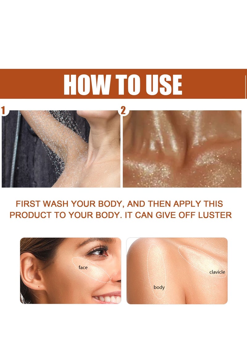 EELHOE Body shimmer oil  Liquid Easy to Push Away Natural Moisture Glitter Face Brightening Glow Pearl Highlighter Illuminator Shine Contouring Makeup for Face and Body 30ml - Image 5