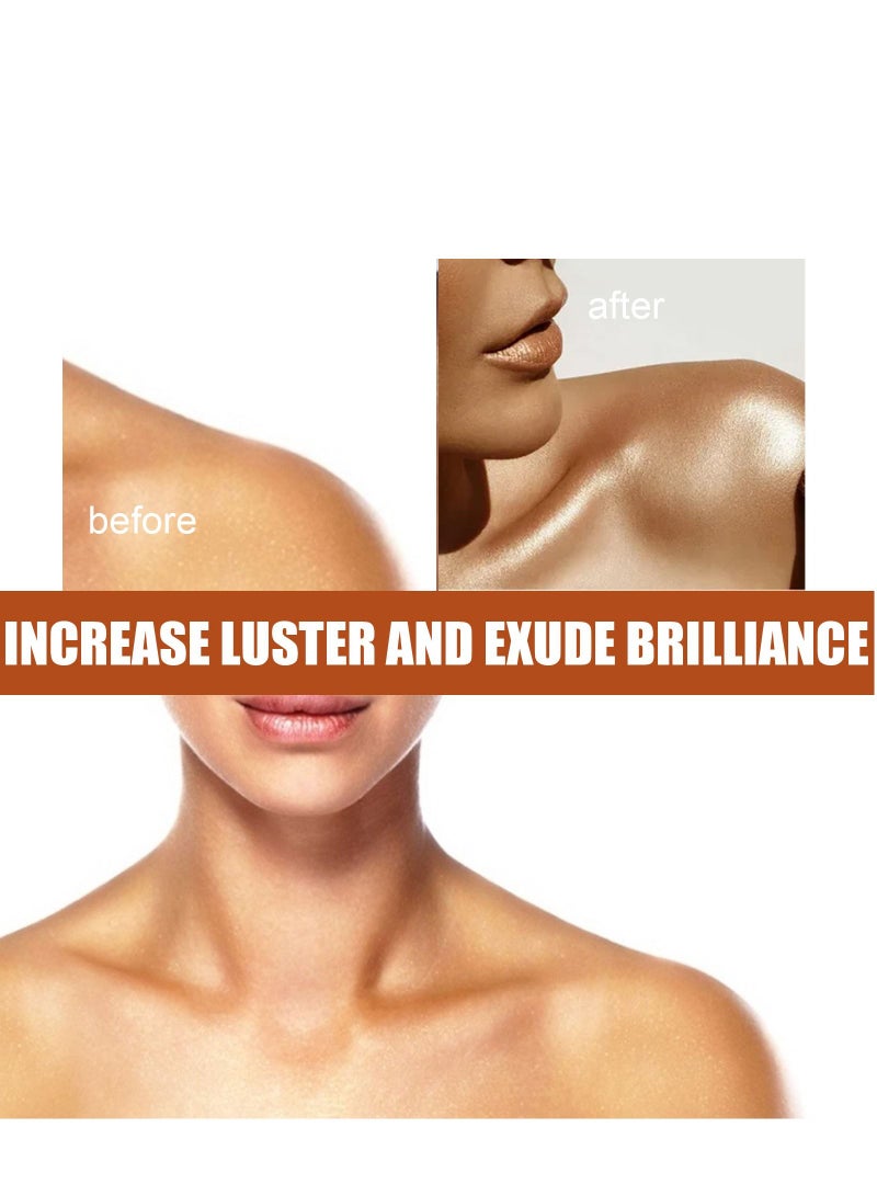 EELHOE Body shimmer oil  Liquid Easy to Push Away Natural Moisture Glitter Face Brightening Glow Pearl Highlighter Illuminator Shine Contouring Makeup for Face and Body 30ml - Image 2