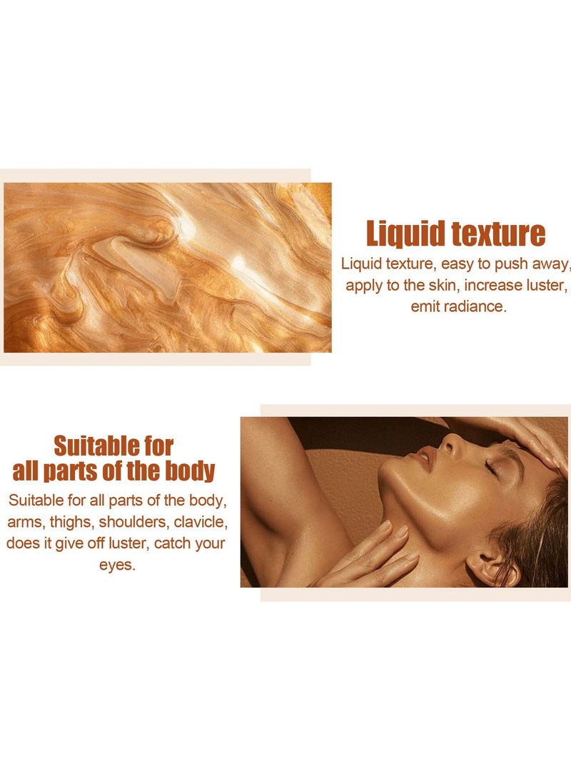 EELHOE Body shimmer oil  Liquid Easy to Push Away Natural Moisture Glitter Face Brightening Glow Pearl Highlighter Illuminator Shine Contouring Makeup for Face and Body 30ml - Image 4