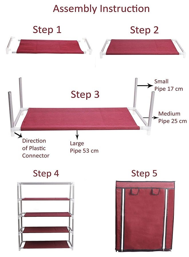 Ebee Collapsible Fabric Wardrobe Organizer for Clothes (Iron and Non Woven Fabric) Blue, 4 Layer - Image 3