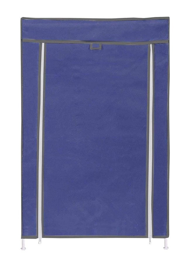 Ebee Collapsible Fabric Wardrobe Organizer for Clothes (Iron and Non Woven Fabric) Blue, 4 Layer - Image 1
