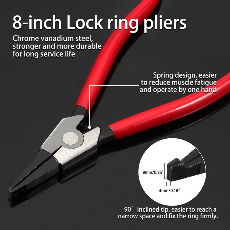LEONTOOL 8Inch Circlip Pliers Special Reverse Angle Tip Ring Opening Spreader Pliers for Transmission Transfer Cases - Image 2