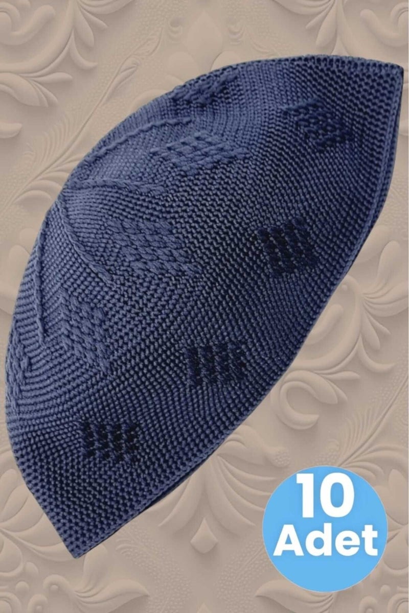 Hızırım 10-Piece Woven Knitted Patterned Skullcap Quality Prayer Cap  - Image 4