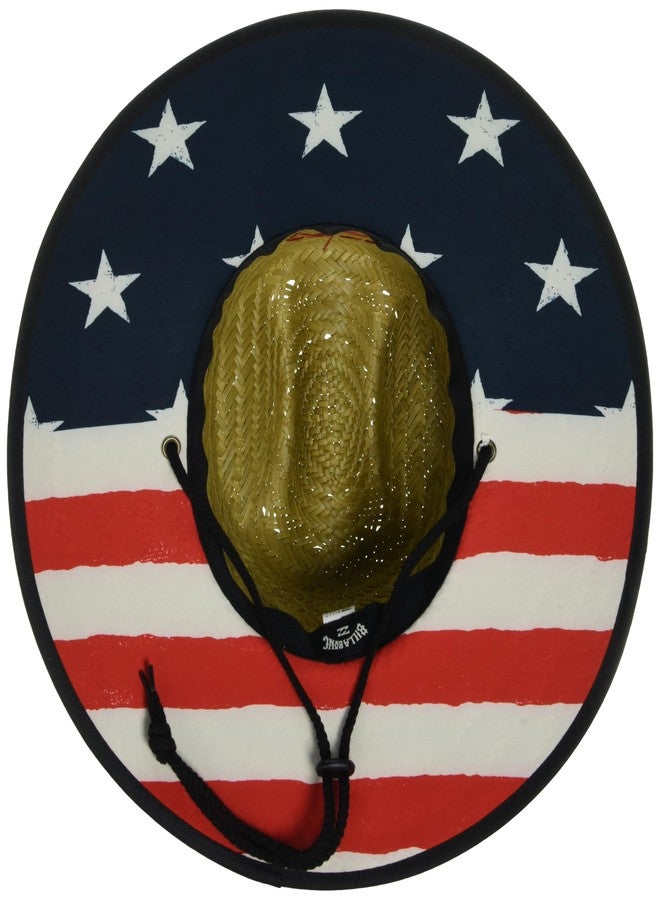 بيلابونج قبعة بيلابونغ الرجالية الكلاسيكية المصنوعة من القش المطبوع، باللون الأحمر والأبيض والأزرق - Image 3