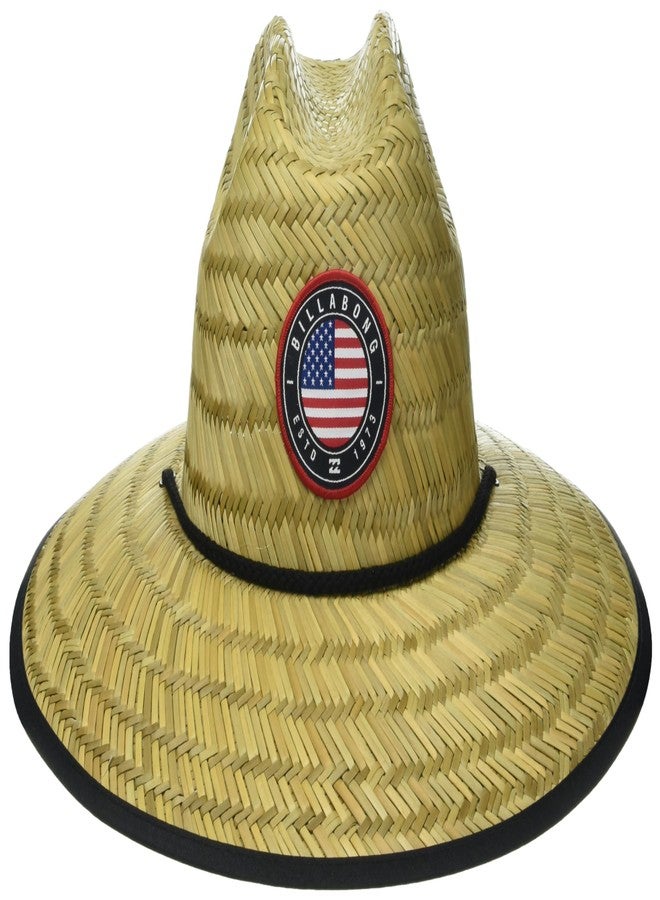 بيلابونج قبعة بيلابونغ الرجالية الكلاسيكية المصنوعة من القش المطبوع، باللون الأحمر والأبيض والأزرق - Image 1