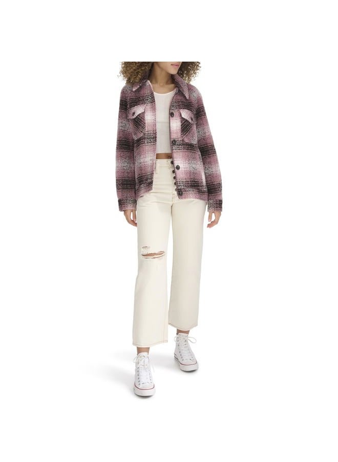 Levi's Women's Zoe Relaxed Wool Shirt Jacket, Porcelain Rose Plaid - Image 3