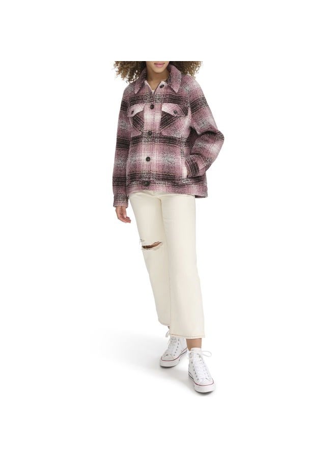 Levi's Women's Zoe Relaxed Wool Shirt Jacket, Porcelain Rose Plaid - Image 4