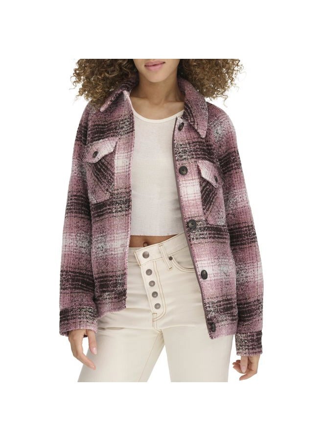 Levi's Women's Zoe Relaxed Wool Shirt Jacket, Porcelain Rose Plaid - Image 1