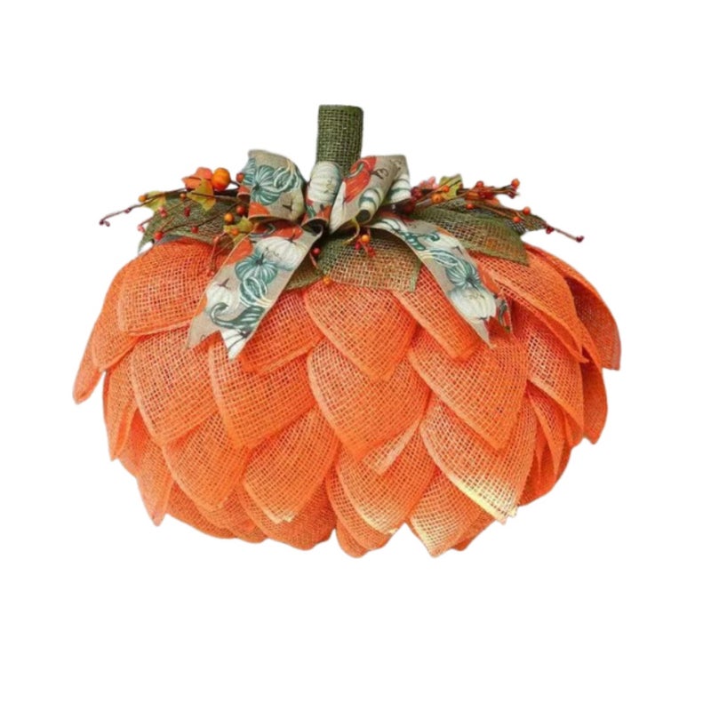 Fabric simulation Halloween wreath creative front pumpkin autumn garden decoration props, pumpkin wreath 40 * 40 (type A) - Image 1