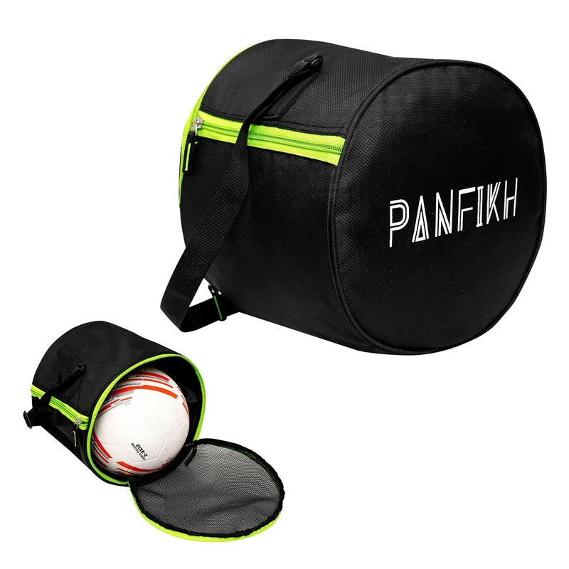 PANFIKH Football Bag for Boys Durable Sports Kit Bag with Adjustable Shoulder Strap and Mesh Pocket Spacious Gym Duffel for Football Accessories - Fit Also for Volleyball, Basketball (Neon-Black) - Image 1