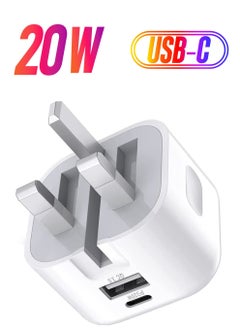 20W USB C Charger Block, 2-Ports [USB-C + USB] Charging Station, QC PD3.0 GaN Fast Charging Block, Type C Power Adapter for iPad Pro/iPhone/Samsung Note/Galaxy (Not with Cable)