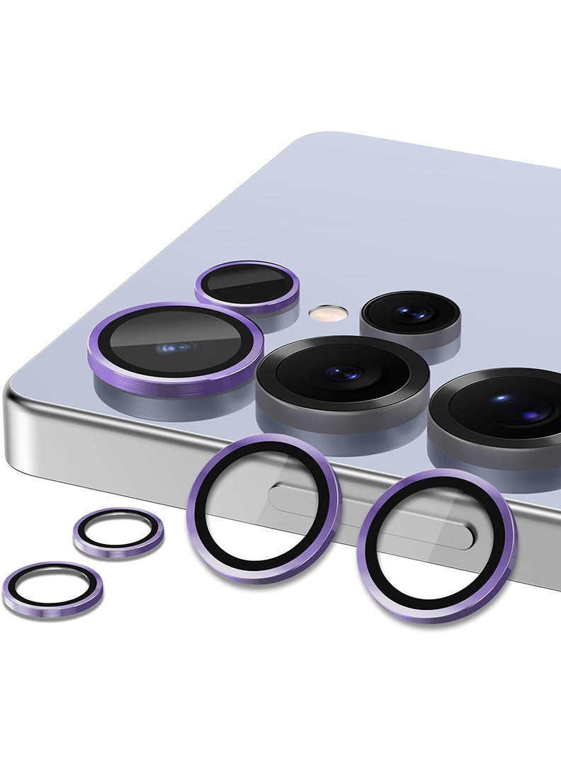 Theodor Samsung Galaxy S25 Ultra 5 Pcs Camera Lens Protector With 9H Tempered HD Glass Camera Cover Anti Scratch Aluminum Alloy Camera Ring, Purple - Image 1
