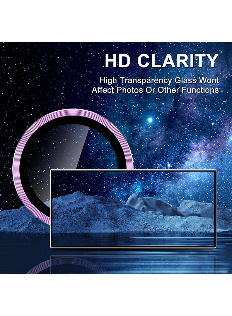 Theodor Samsung Galaxy S25 Ultra 5 Pcs Camera Lens Protector With 9H Tempered HD Glass Camera Cover Anti Scratch Aluminum Alloy Camera Ring, Purple - Image 4