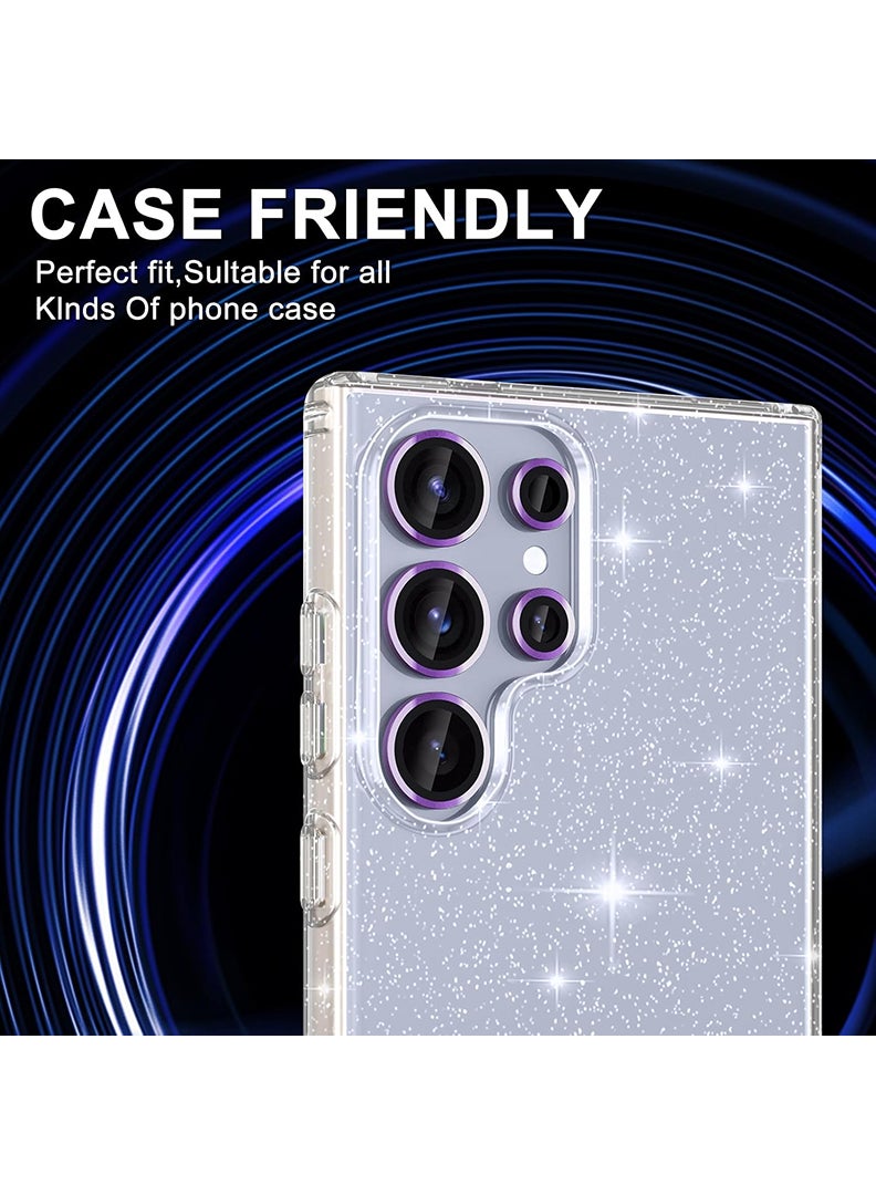 Theodor Samsung Galaxy S25 Ultra 5 Pcs Camera Lens Protector With 9H Tempered HD Glass Camera Cover Anti Scratch Aluminum Alloy Camera Ring, Purple - Image 5