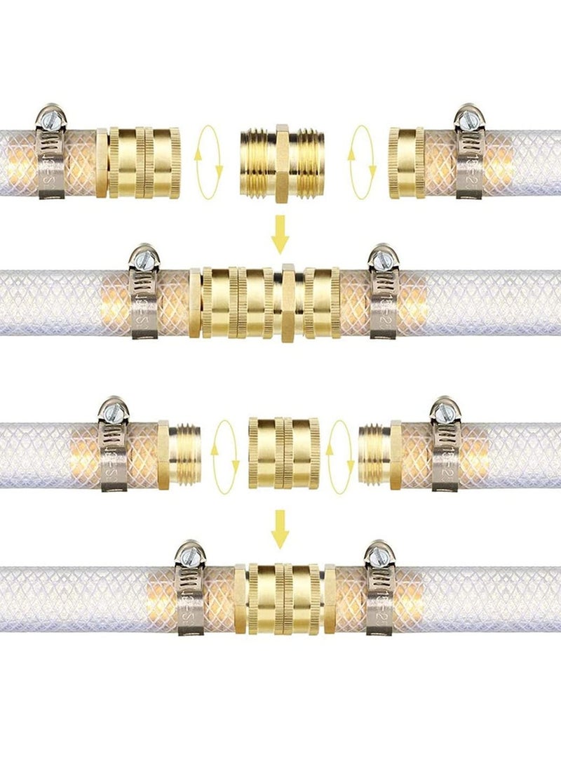 SYOSI - Garden Hose Adapter, 3/4 Inch Solid Brass Hose Connectors Adapters, Male to Male, Female to Female, 4-Pack with Extra 4 Washers - Image 1