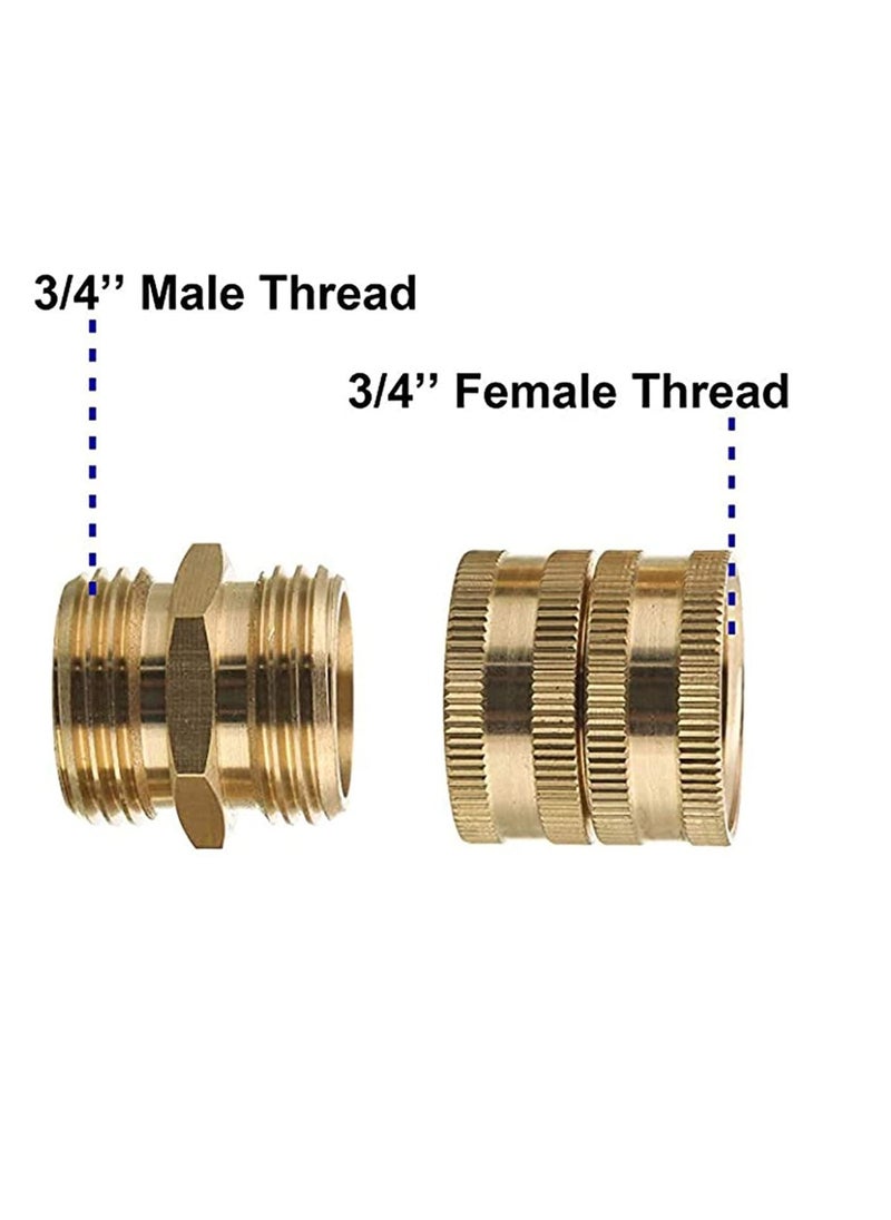 SYOSI - Garden Hose Adapter, 3/4 Inch Solid Brass Hose Connectors Adapters, Male to Male, Female to Female, 4-Pack with Extra 4 Washers - Image 1