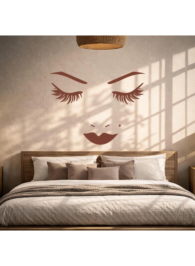 دروبلايت ملصق حائط من الفينيل بتصميم وجه امرأة جميل (عيون وشفاه ورموش) - ملصقات لصالونات التجميل - Image 1