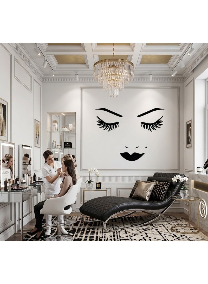 دروبلايت ملصق حائط من الفينيل بتصميم وجه امرأة جميل (عيون وشفاه ورموش) - ملصقات لصالونات التجميل - Image 2