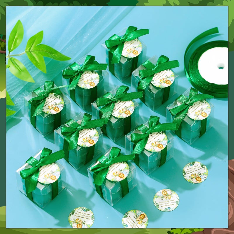 MTLEE 24 Sets Jungle Animal Baby Shower Favors Small Bubble Candle Baby Shower Favors for Guests Tea Candles Bulk with Stylish Ribbons Cards Gifts Party Decoration - Image 2