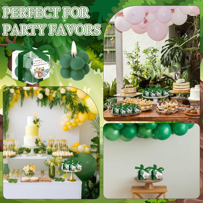 MTLEE 24 Sets Jungle Animal Baby Shower Favors Small Bubble Candle Baby Shower Favors for Guests Tea Candles Bulk with Stylish Ribbons Cards Gifts Party Decoration - Image 5