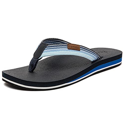 Pevino Women's Orthotic Flip Flops with Soft Waterproof Platform and Anti-Slip Sole,Casual Thong Sandals for Women,Comfortable Beach Sandals with Arch Support for Girl Ladies Blue+Blue Size 8.5 - Image 4