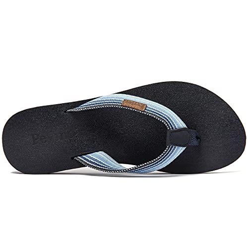 Pevino Women's Orthotic Flip Flops with Soft Waterproof Platform and Anti-Slip Sole,Casual Thong Sandals for Women,Comfortable Beach Sandals with Arch Support for Girl Ladies Blue+Blue Size 8.5 - Image 3