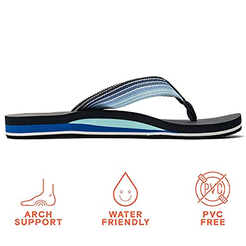 Pevino Women's Orthotic Flip Flops with Soft Waterproof Platform and Anti-Slip Sole,Casual Thong Sandals for Women,Comfortable Beach Sandals with Arch Support for Girl Ladies Blue+Blue Size 8.5 - Image 2
