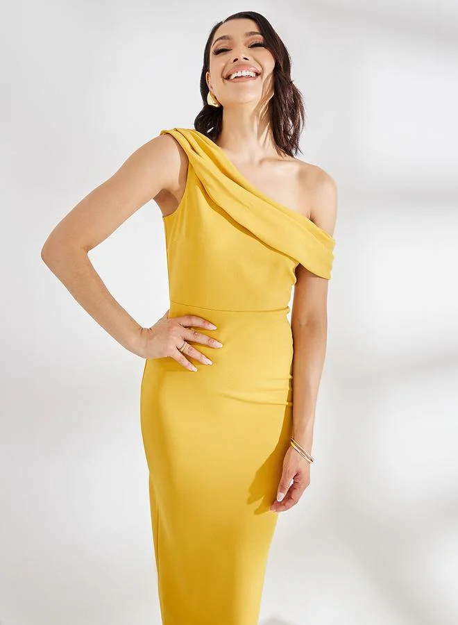 Styli One-Shoulder Column Dress