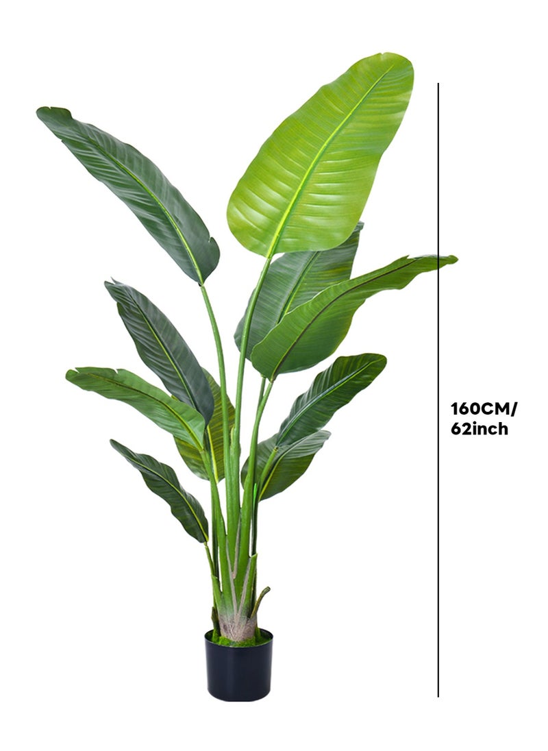 Sharpdo - Sharpdo Artificial Trees, Indoor Decorative Artificial Plants with Faux Tropical Leaf, Traveler Banana with Base 160cm - Image 1