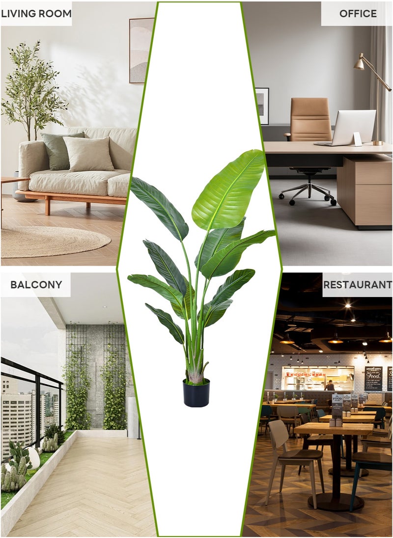 Sharpdo - Sharpdo Artificial Trees, Indoor Decorative Artificial Plants with Faux Tropical Leaf, Traveler Banana with Base 160cm - Image 1