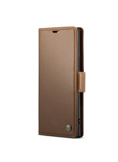 CaseMe Flip Wallet Case For Samsung Galaxy Note 10Plus [RFID Blocking] PU Leather Wallet Flip Folio Case with Card Holder Kickstand Shockproof Phone Cover (Brown)  - Image 1