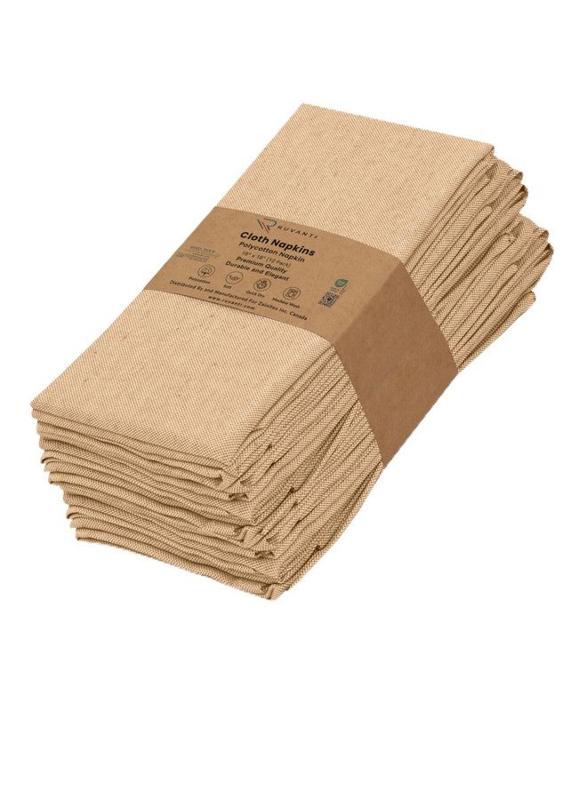 Ruvanti Cloth Napkins Set of 12, 18x18 Reusable Napkins Cloth Washable, Soft & Durable Table Napkins, Poly Cotton Fabric Dinner Napkins for Parties, Christmas, Thanksgiving, Weddings - Honey - Image 1