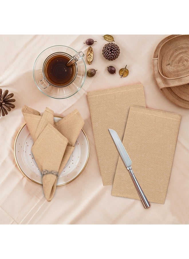 Ruvanti Cloth Napkins Set of 12, 18x18 Reusable Napkins Cloth Washable, Soft & Durable Table Napkins, Poly Cotton Fabric Dinner Napkins for Parties, Christmas, Thanksgiving, Weddings - Honey - Image 2