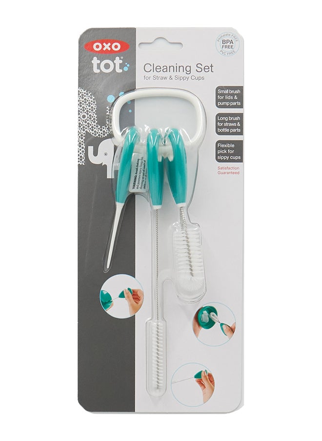 OXO TOT طقم تنظيف القشة وكوب الشرب - أزرق مخضر  - Image 3