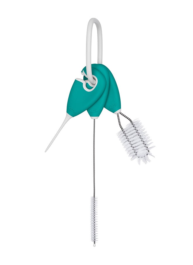OXO TOT طقم تنظيف القشة وكوب الشرب - أزرق مخضر  - Image 1