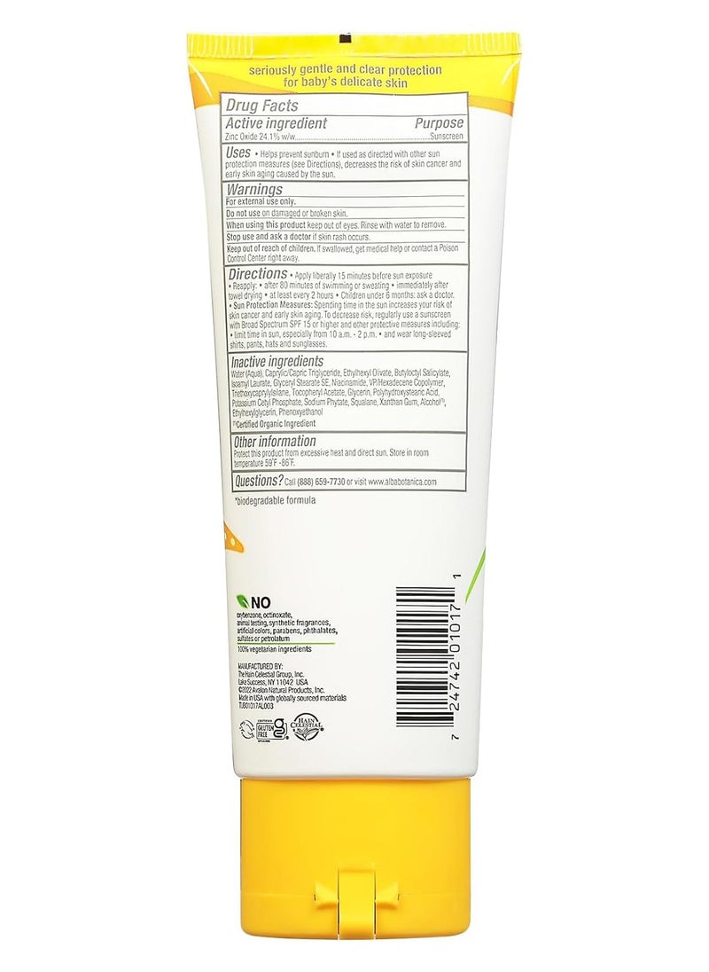 Alba Botanica Alba Botanica Baby Sunscreen for Face and Body, Sheer Mineral Sunscreen Lotion, Broad Spectrum SPF 50, Water Resistant and Fragrance-Free, 3 Fl Oz (Packaging May Vary)  - Image 2
