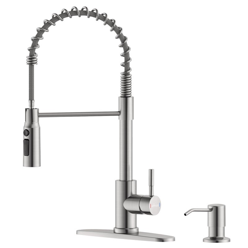 APPASO Kitchen Faucet with Pull Down Sprayer and Soap Dispenser Sink Faucets Springs Neck High Arc Single Handle Stainless Steel Fit for 1 to 4 Hole Kitchen Sink Brushed Nickel Easy Install - Image 2