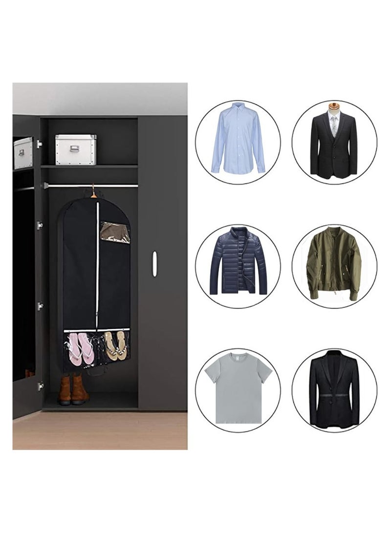 Travel Garment Bags for Men and Women with 2 Clear Pockets - Hanging Storage Bags for Suits, Shirts, Coats, and Dresses - Ideal for Plane and Car Travel (128*58*10cm)  - Image 5