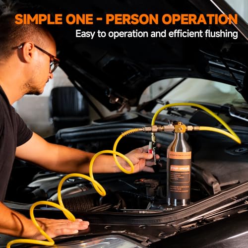 FOUR UNCLES AC Flush Kit - Air Conditioner System Cleaning Tool Set with Stainless Steel Canister and Nylon Hose & Flushing Spray Gun for R134a R12 R22 R410a R404a - Image 5
