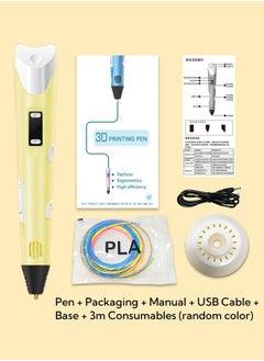 Generic 3D Pen, 3D Printer Pen Set for Children Adults Gift, Adjustable Temperature and Speed, for Graffiti, Drawing, Model Making, with PLA Filament (Yellow)  - Image 3