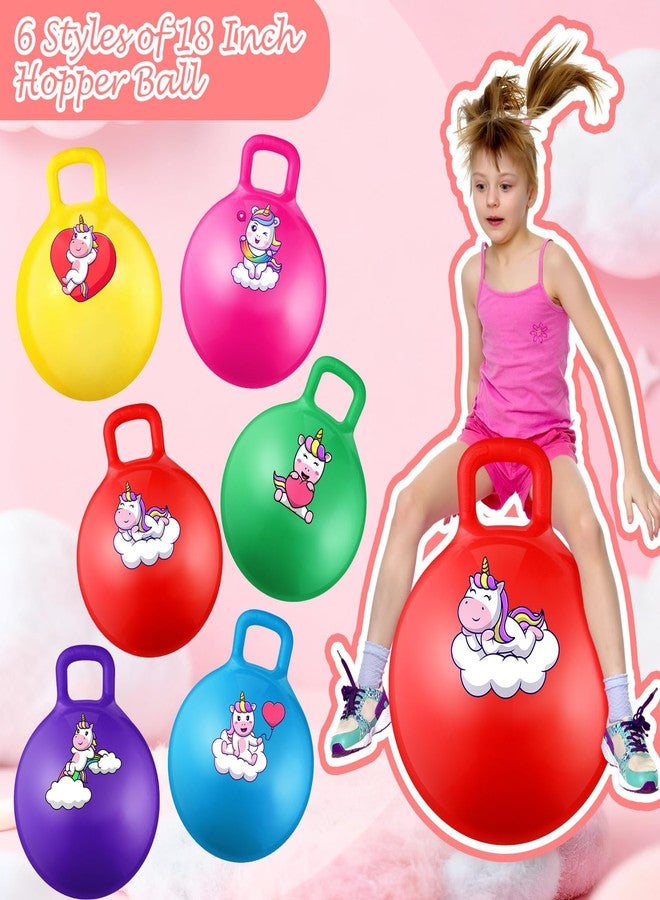 Threan 6 Pcs Hopper Ball for Kids 3-6, 18 Inch Unicorn Bouncy Ball with Handle Unicorn Jumping Inflatable Bouncing Hopper Carnival Outdoor Toys for Girls Boys Toddler Children Gifts - Image 3