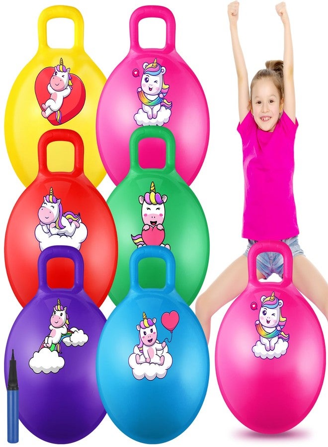 Threan 6 Pcs Hopper Ball for Kids 3-6, 18 Inch Unicorn Bouncy Ball with Handle Unicorn Jumping Inflatable Bouncing Hopper Carnival Outdoor Toys for Girls Boys Toddler Children Gifts - Image 1