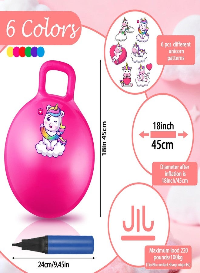Threan 6 Pcs Hopper Ball for Kids 3-6, 18 Inch Unicorn Bouncy Ball with Handle Unicorn Jumping Inflatable Bouncing Hopper Carnival Outdoor Toys for Girls Boys Toddler Children Gifts - Image 2