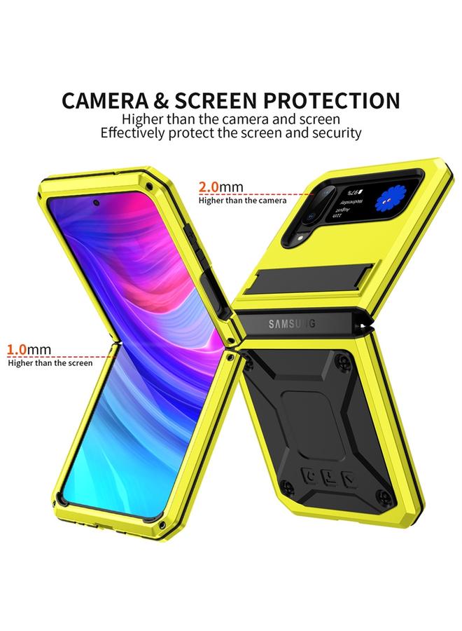 S-TOP Case For Samsung Galaxy Z Flip4 Metal Shock-proof Phone Case With Holder - Image 5