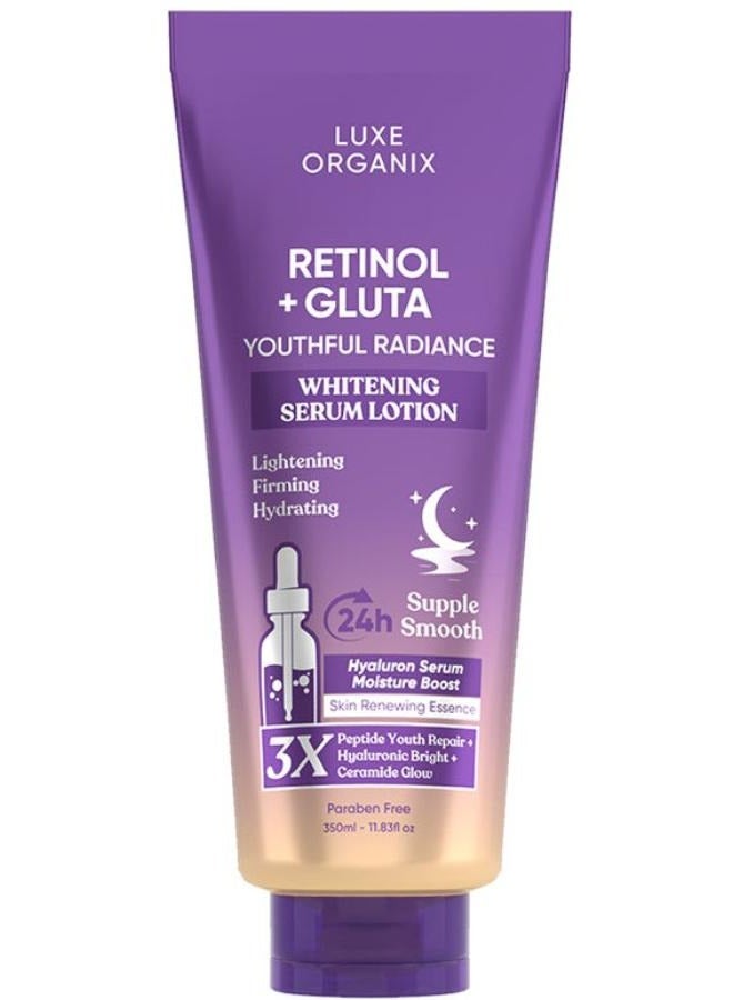 LUXE ORGANIX Retinol + Gluta Youthful Radiance Whitening Serum Lotion 350 ml